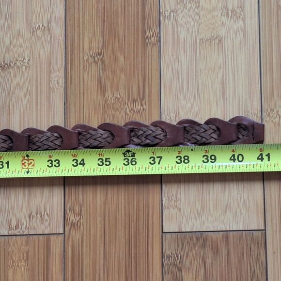 Vintage Classic Aimee Lynn Large Leather Belt Woven Braided Antique Brown 90's - Picture 13 of 16